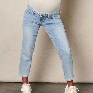 BLANQI maternity belly support straight crop jeans, size 2, bleach wash